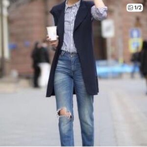 IMAN Global Runway Glam Elegant Long Vest Black XS